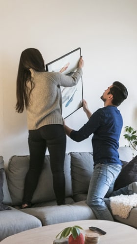 familia colgando el logo de la foto