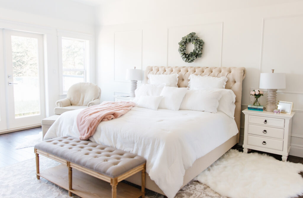 white bed