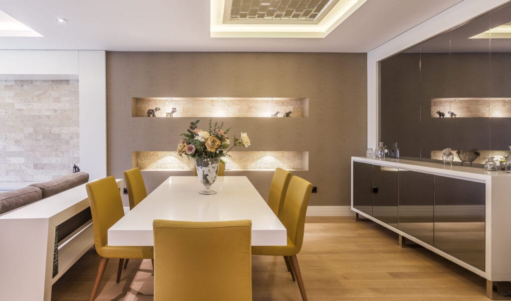 dinning table yellow accents