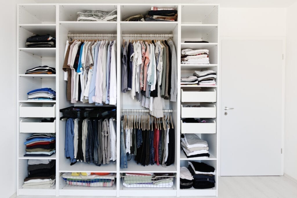 Open walk-in closet