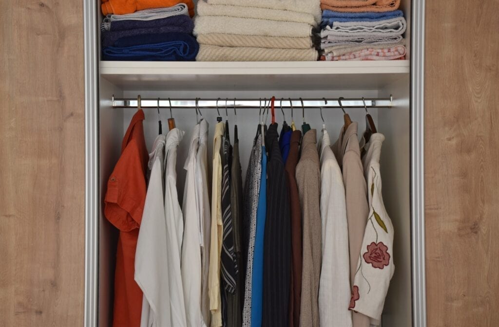 Closet with clothes
