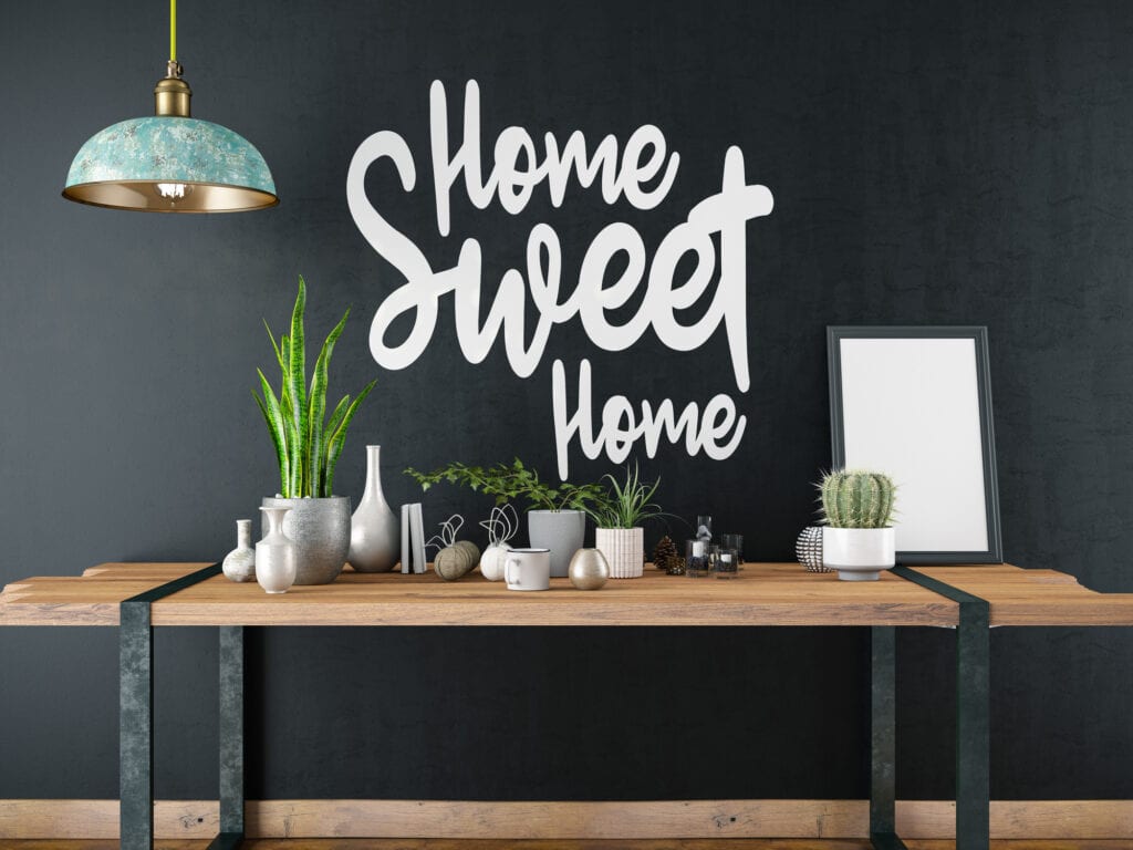 Home Sweet Home Sign with Table and Decors