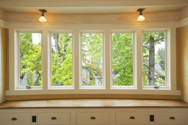 Beautiful bay window with bench.