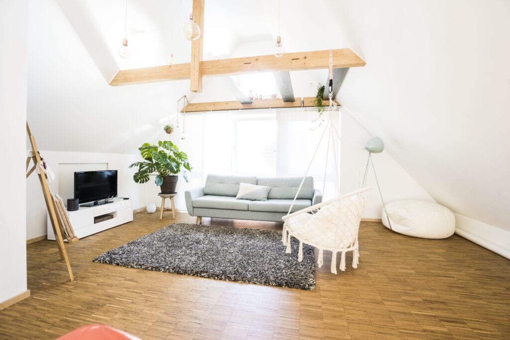 Interior of an attic apartment