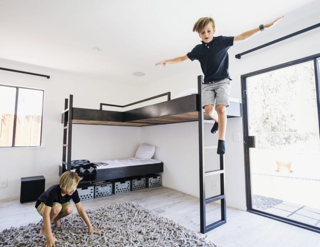 small bunk beds with storage