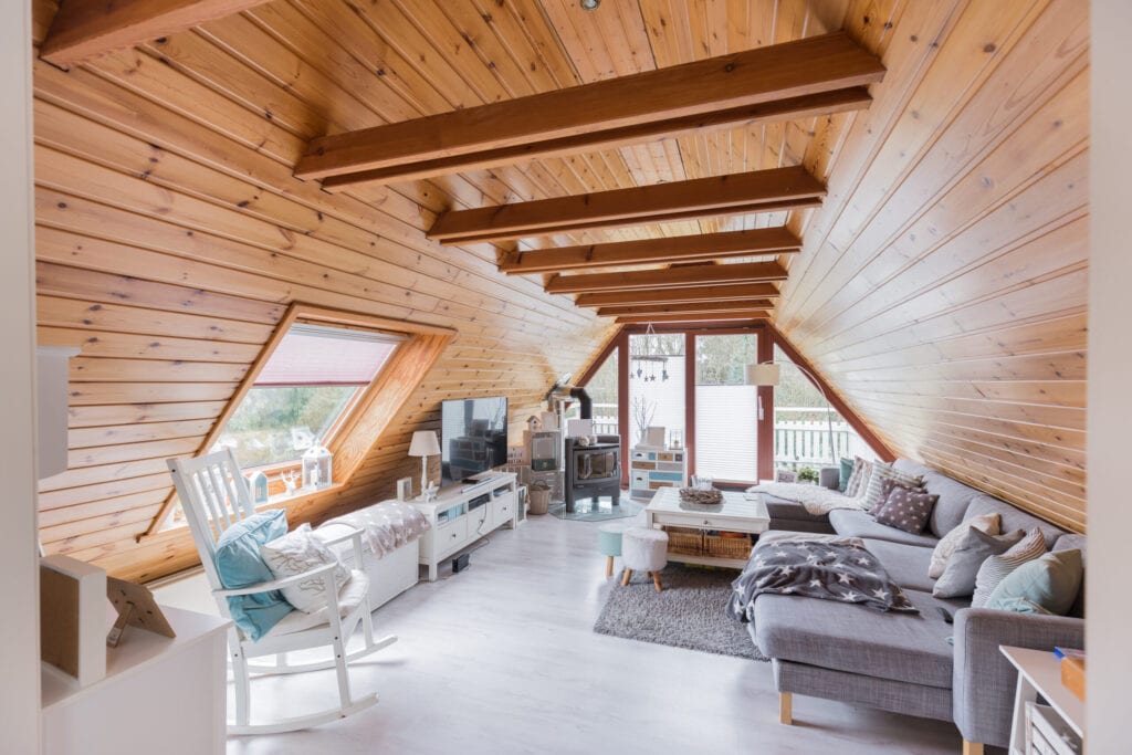 HDR shot of a wooden attic