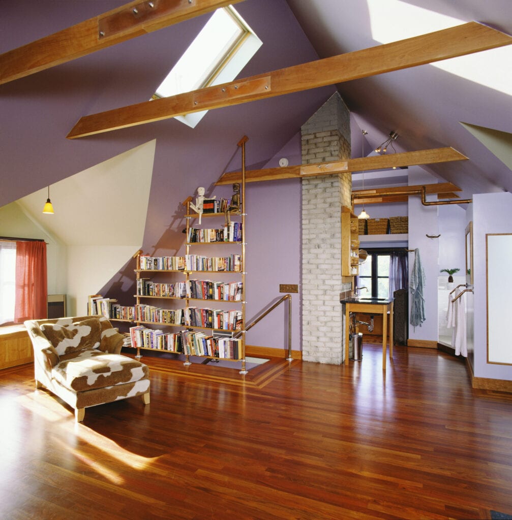 attic room purple walls 