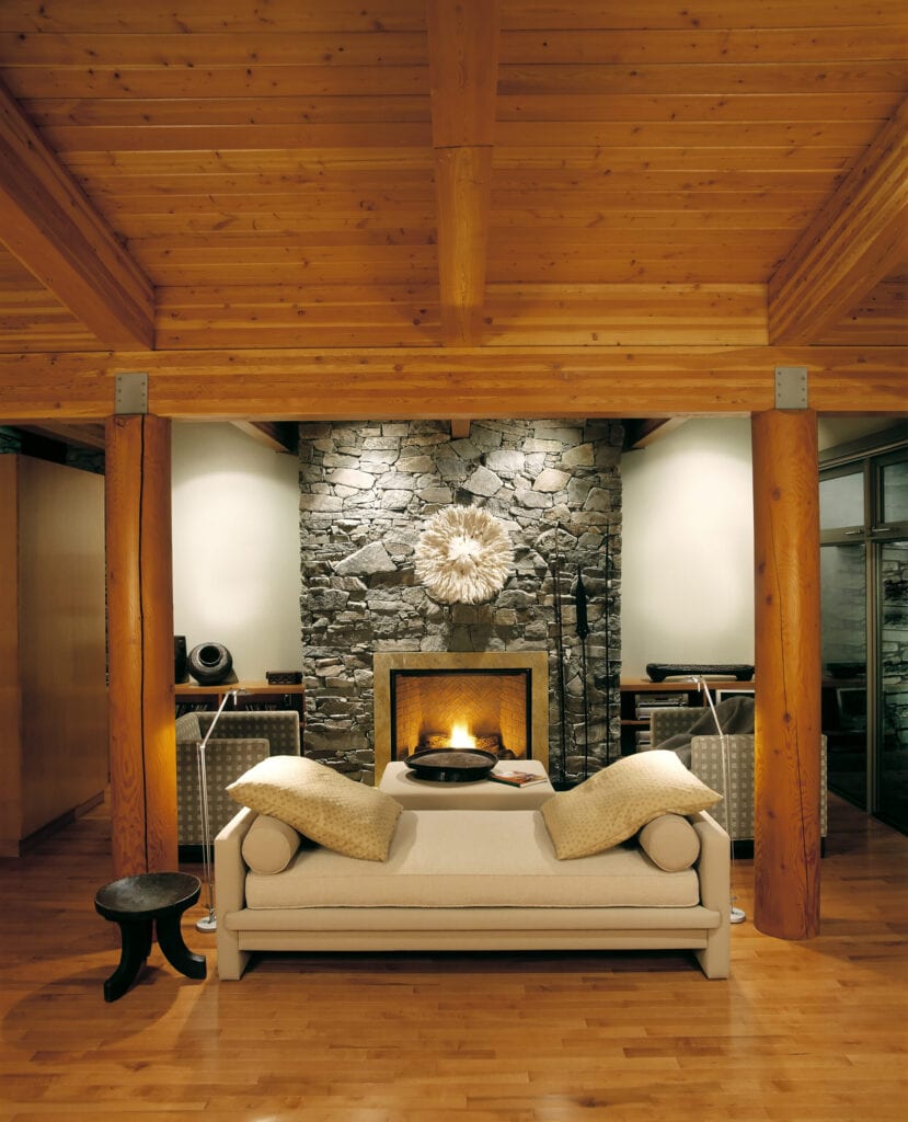 interior luxury home post beam log design