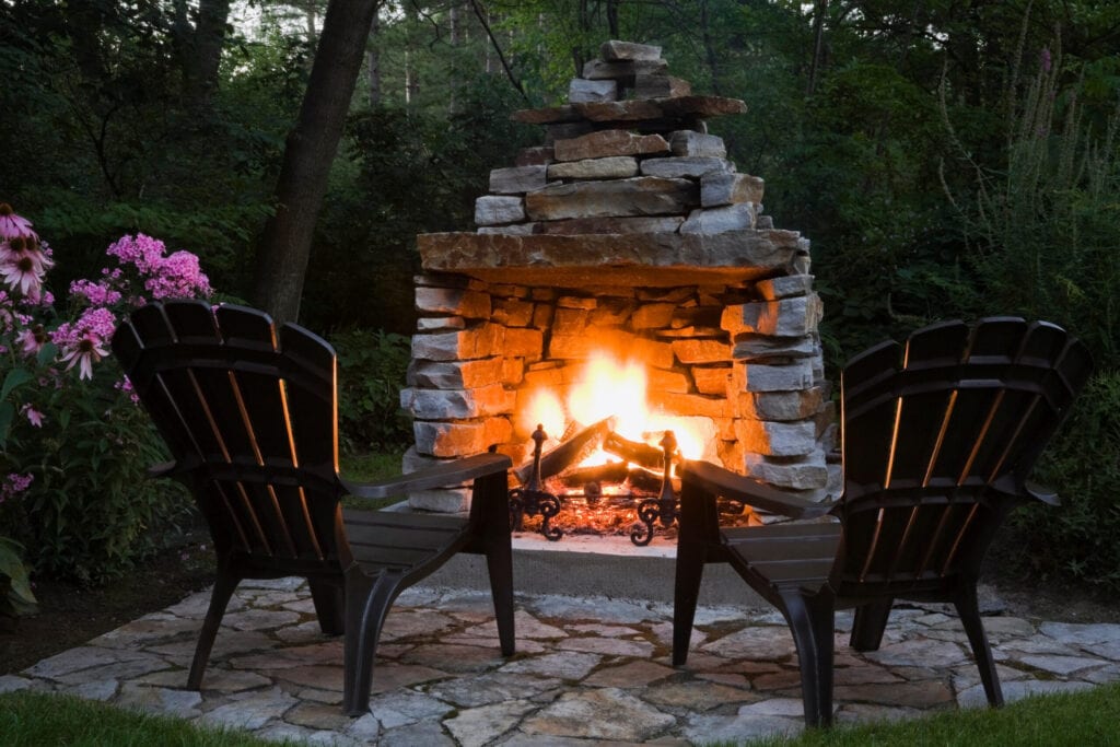 stone outdoor fireplace