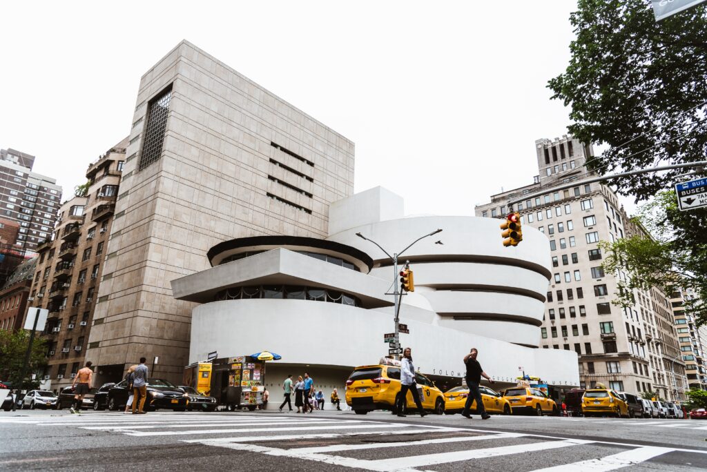 New York City, USA - June 23, 2018: The Solomon R. Guggenheim Museum of modern and contemporary art. Designed by Frank Lloyd Wright