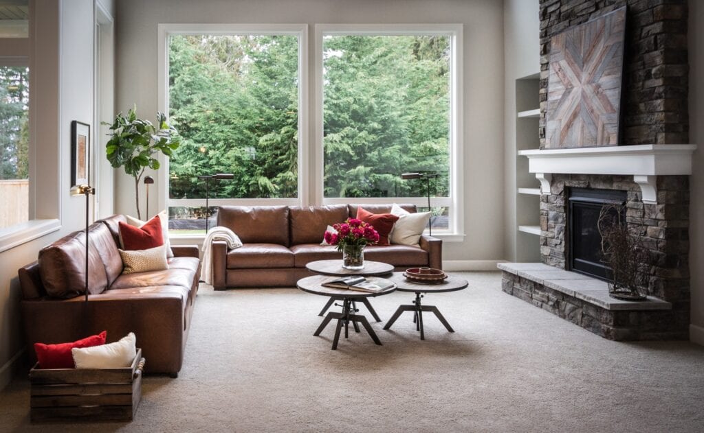 Living room with large windows