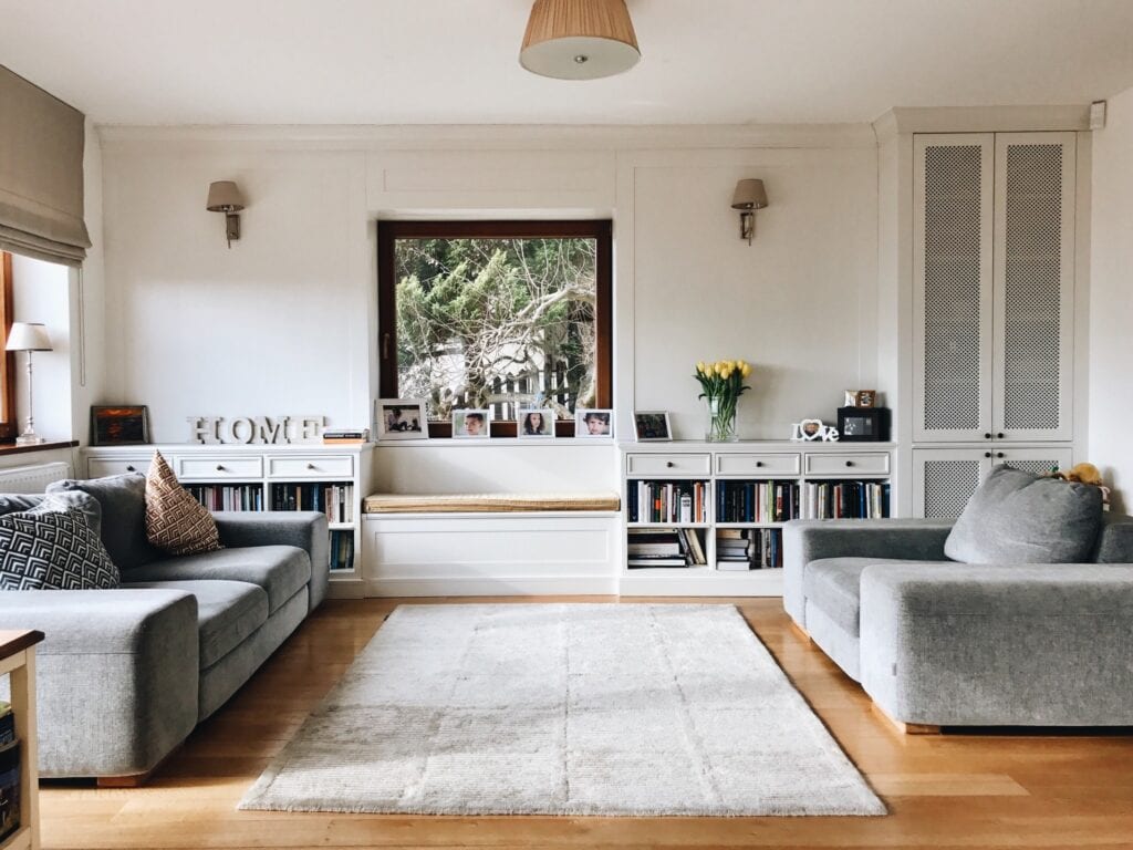 Bright white living room