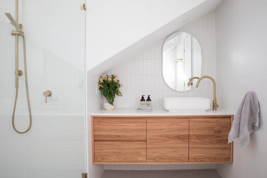 white sink in attic bathroom