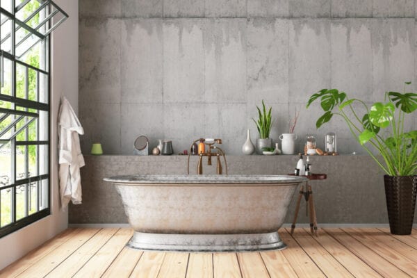 Bathtub in the loft interior