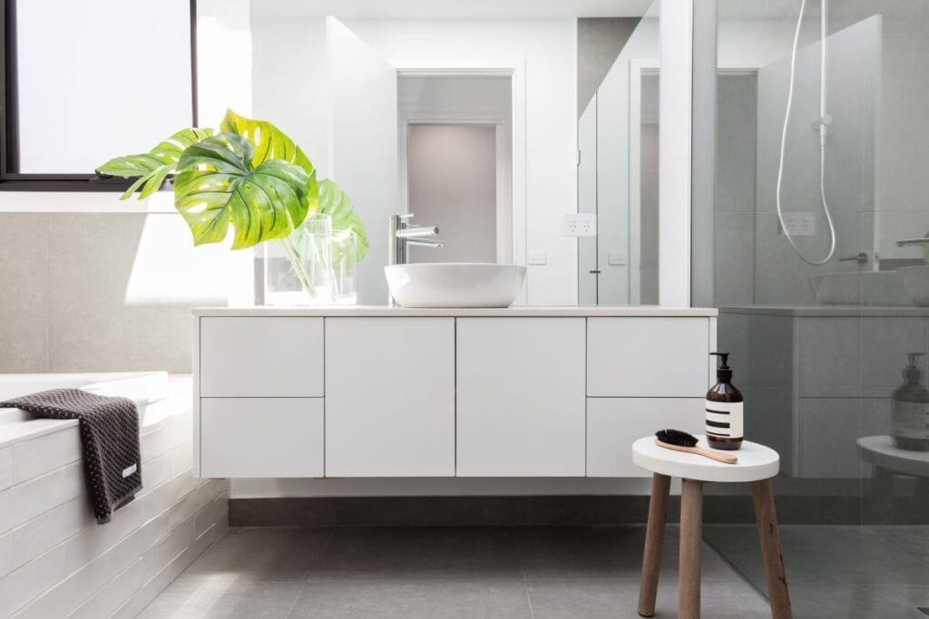 Minimalist white bathroom