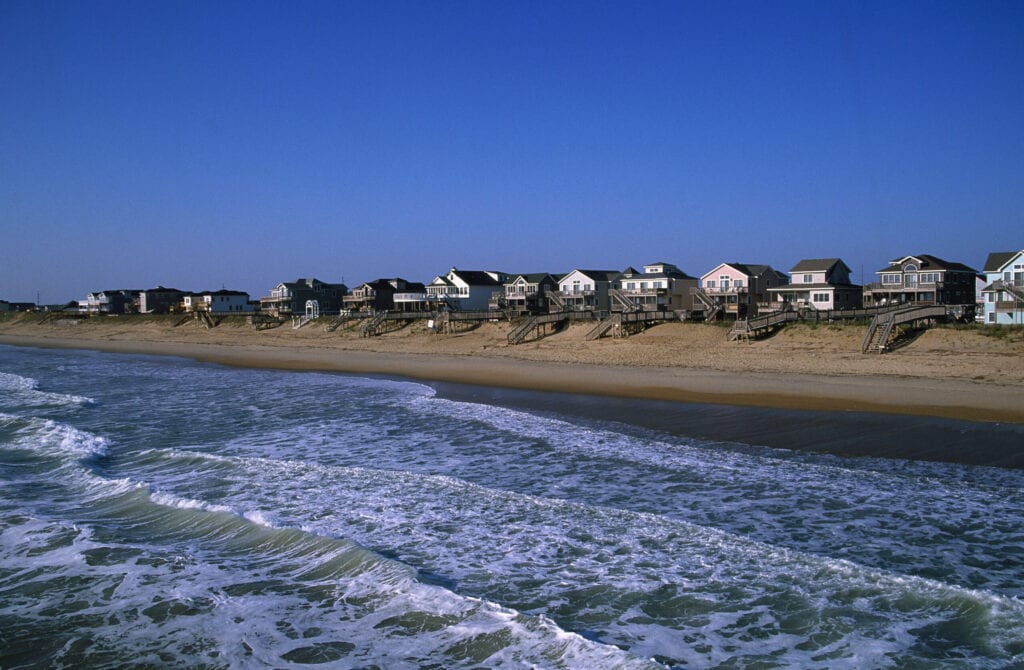 rows of beach houses 