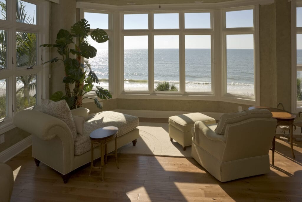 A sun room at a beach house in Southwest Florida.