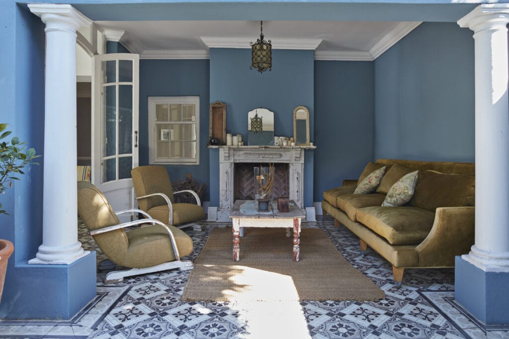 Eclectic blue living room