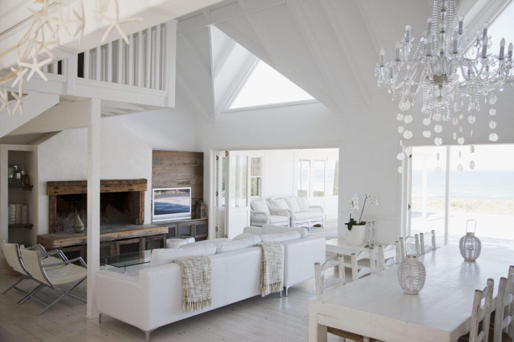 all white living room