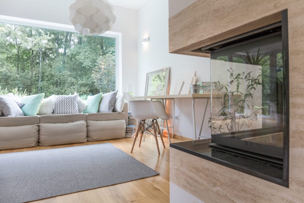 living room with fireplace