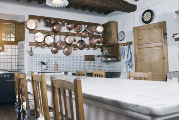 Italy, Tuscany, Magliano, View of kitchen with dining table