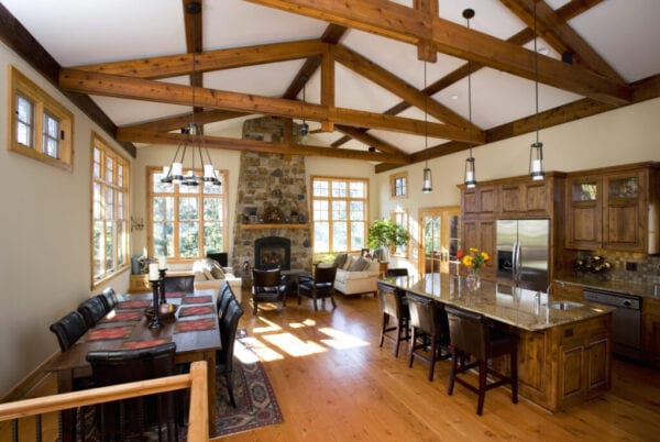 House Interior Showing Kitchen , Living and Dining Areas.