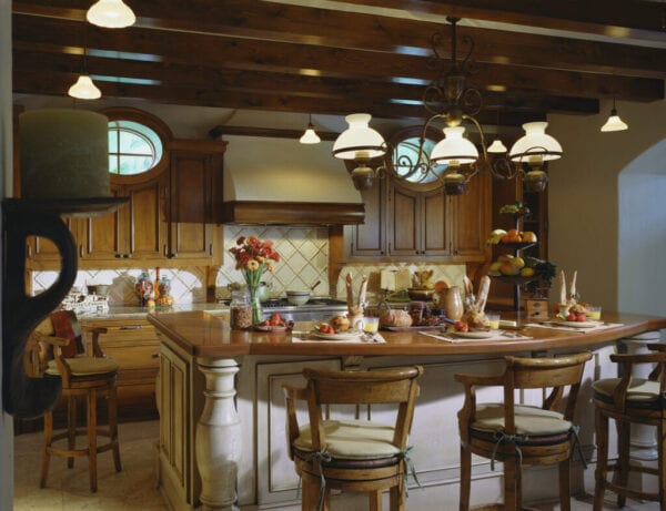 Wood Beam Ceiling in Traditional Kitchen