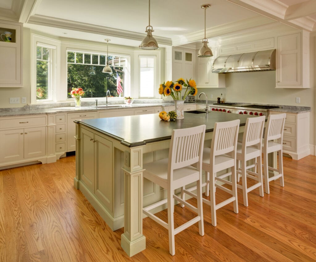 Traditional style custom kitchen with hardwood floors.