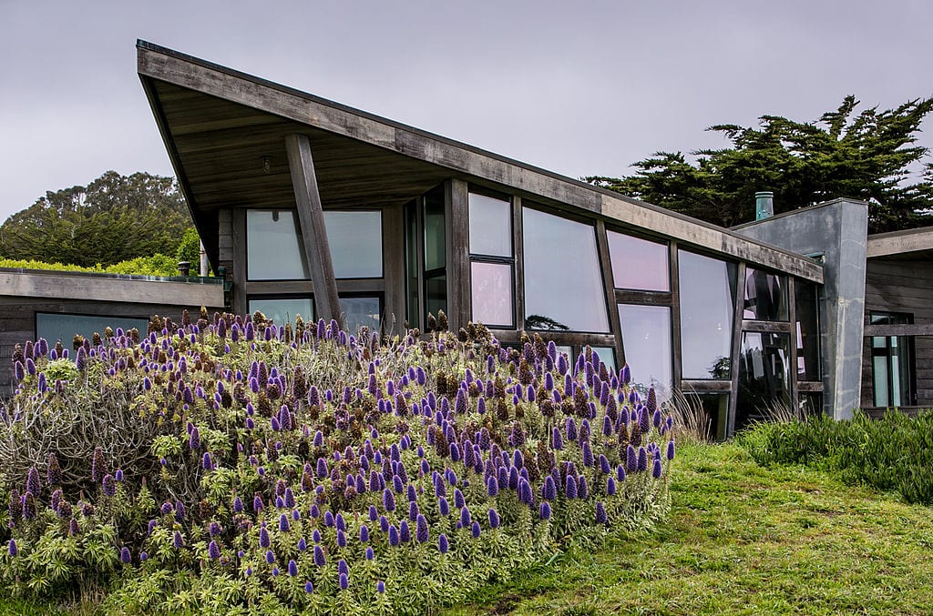 angled glass house exterior