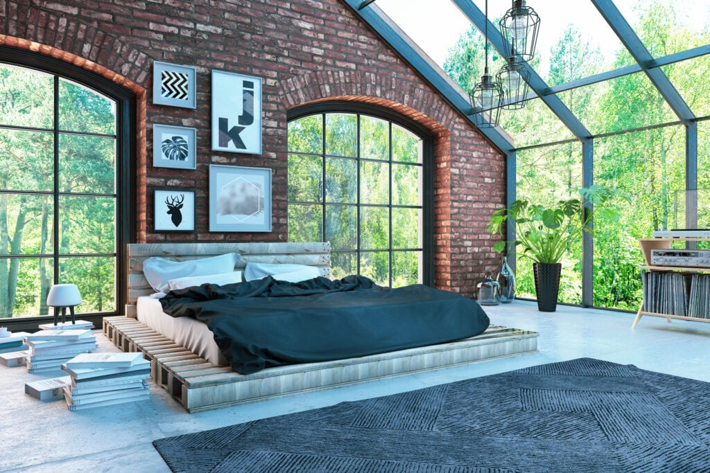 Loft room with cozy design