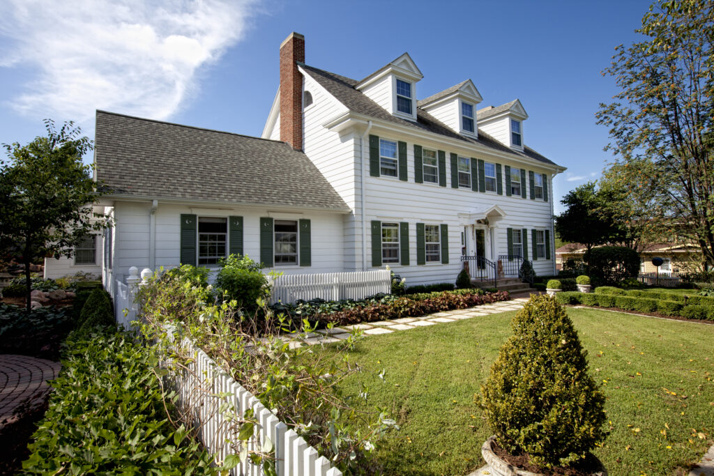 Front of house with chimney