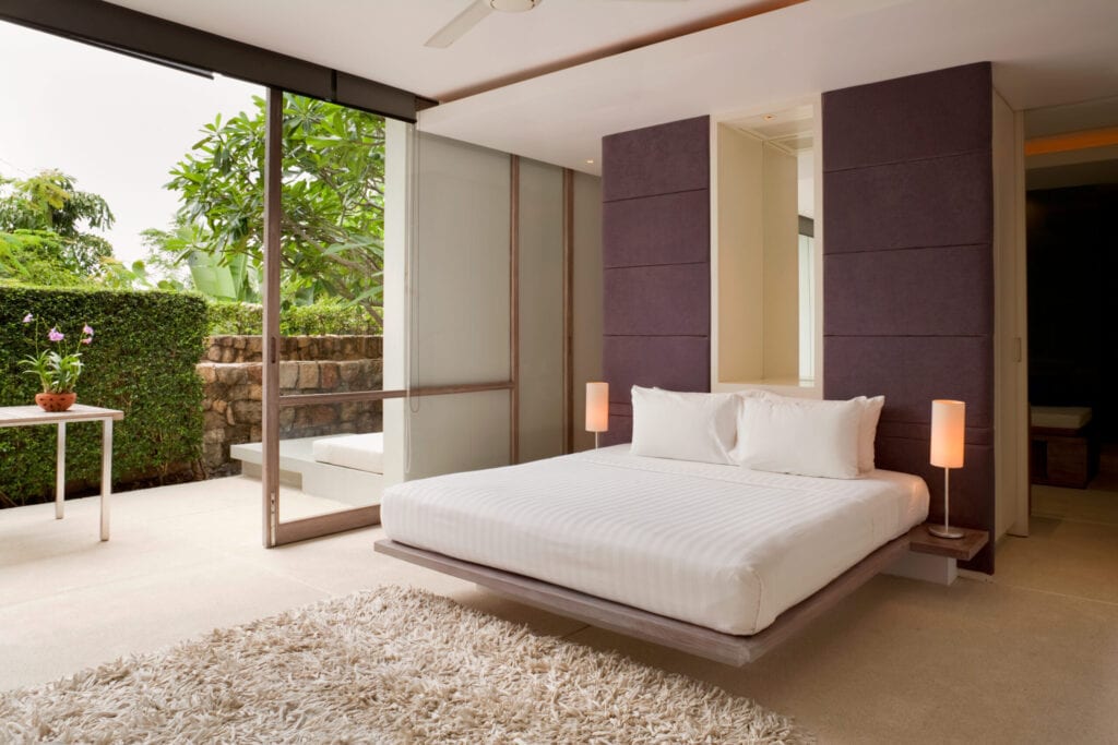 Modern Bedroom In A Villa In The Tropics.