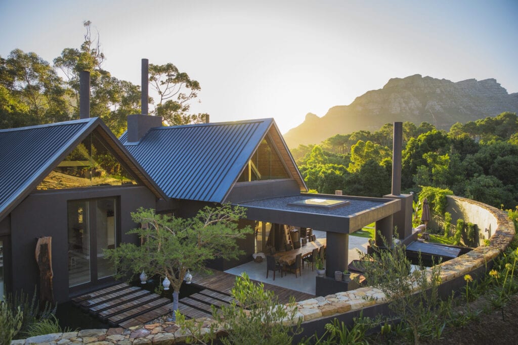 Exterior of luxurious tourist resort against clear sky