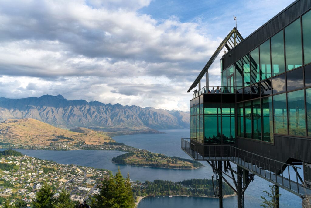 New Zealand skyline and view with glass house