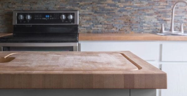 Kitchen island with butcher block counter top