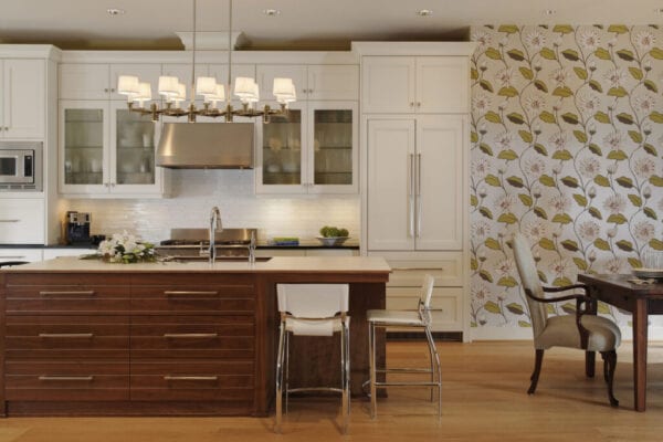 Wide shot of residential kitchen