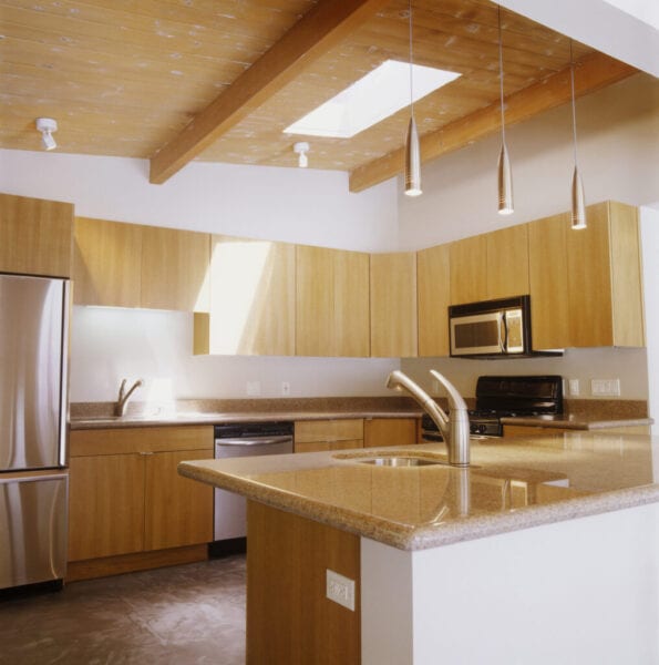 Minimalist Kitchen with Blond Wood