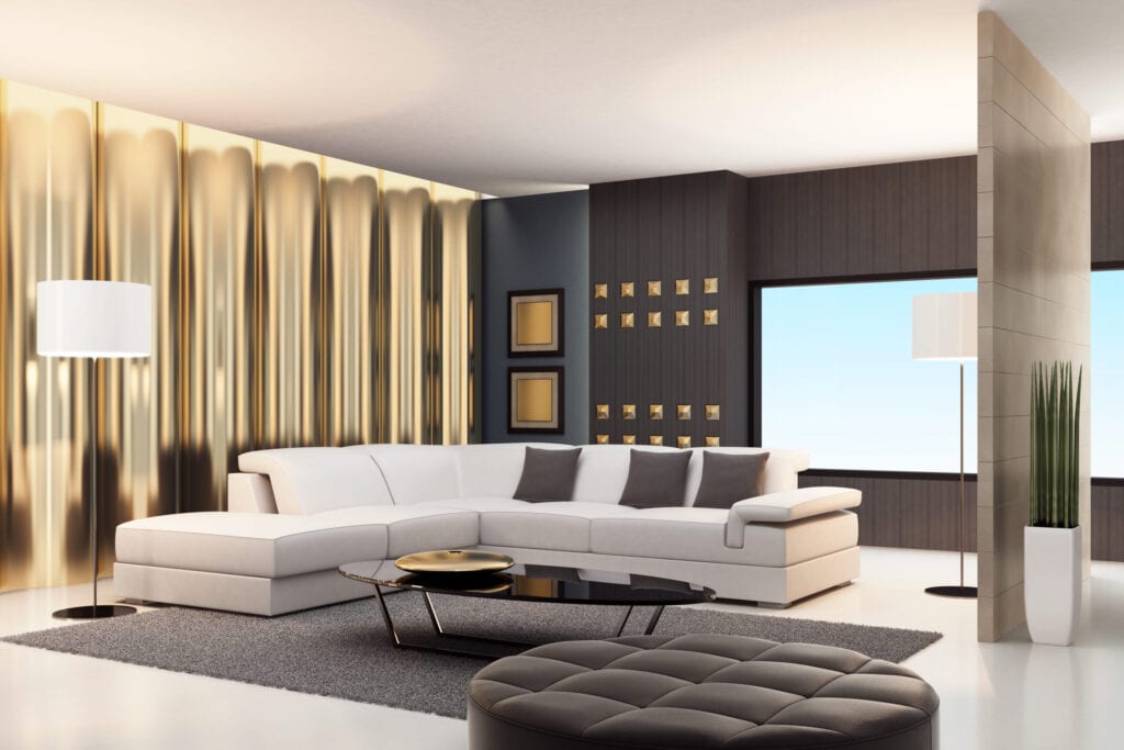 gold accented living room 