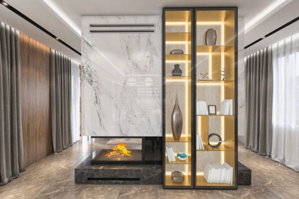 Modern villa fireplace