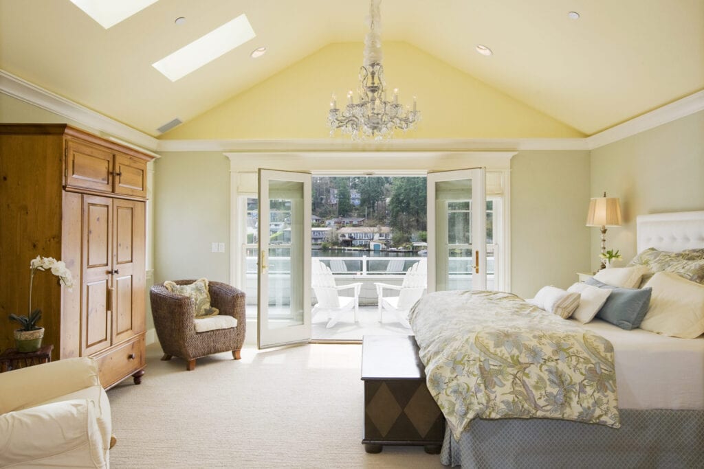 Beautiful master bedroom in luxury home.