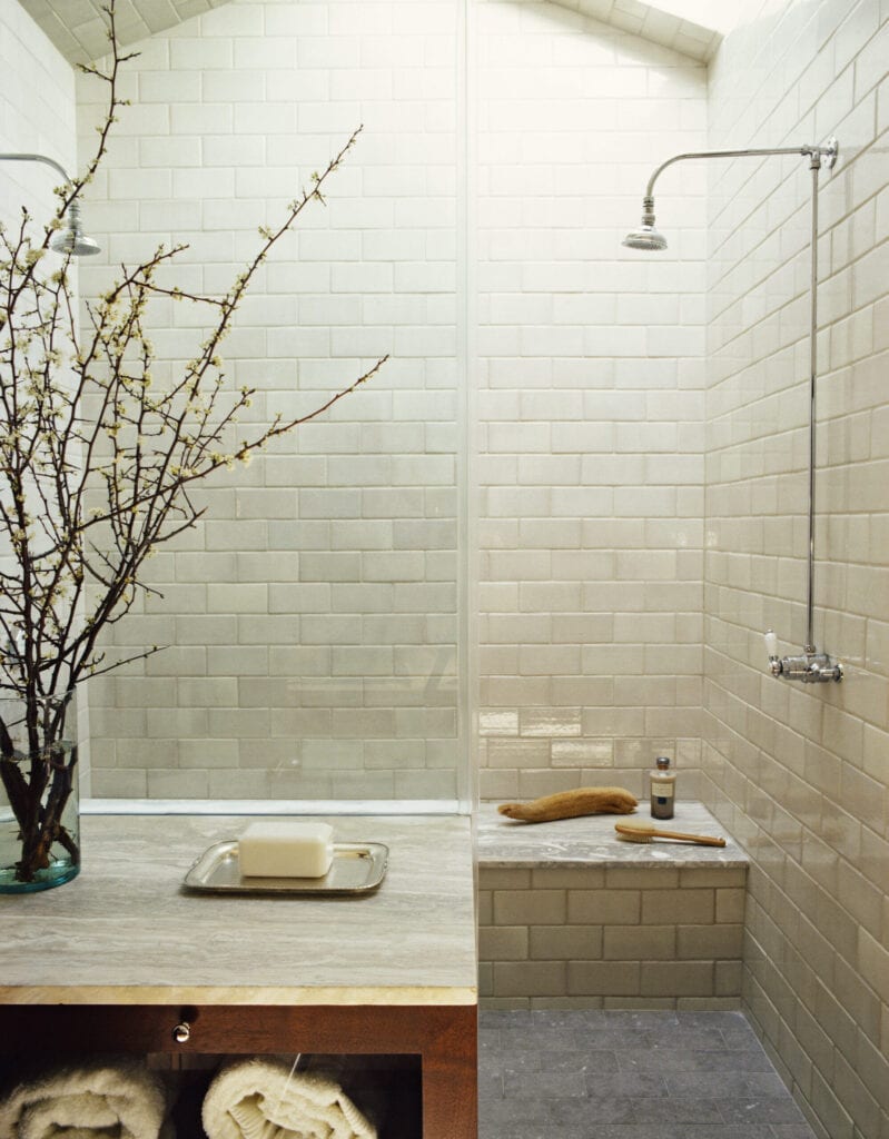 bench in shower