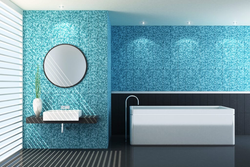 bathroom blue tile