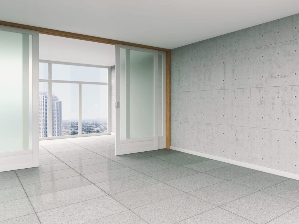 3D Rendering, computer graohics, architecture,empty room with glass door