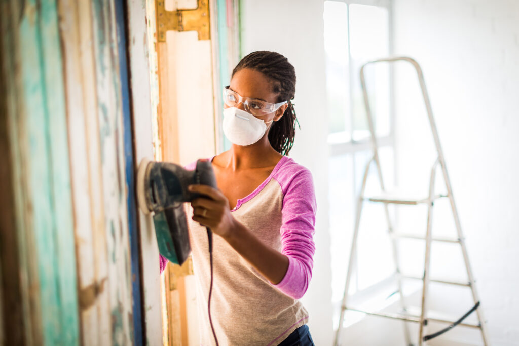 woman remodeling house