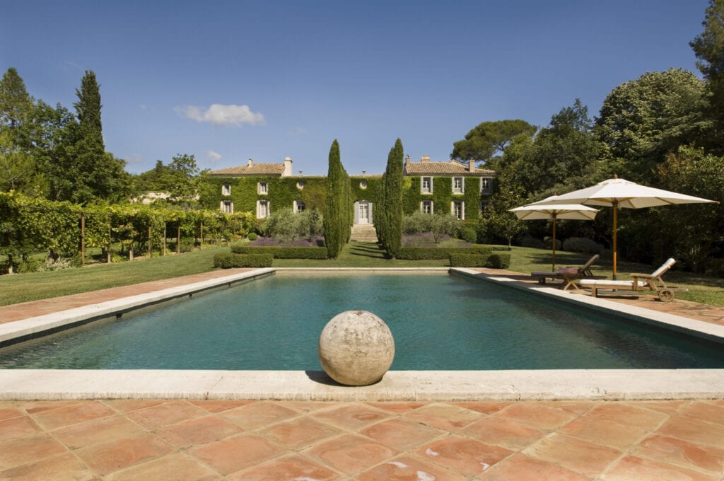 French estate with Italianate garden design of organic regional plants by Dominique Lafourcade