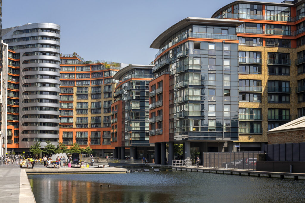 View of architectural apartment buildings