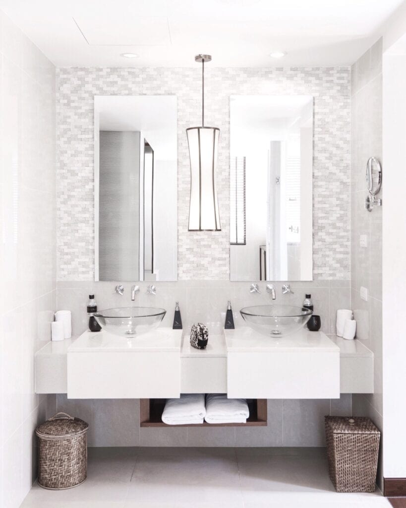 Dual-mirror bathroom vanity