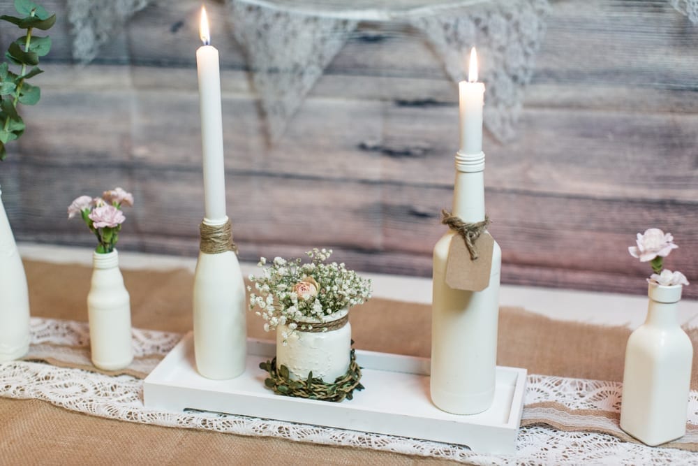Wine bottle candle holders