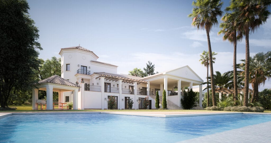 Pool wrapped around villa