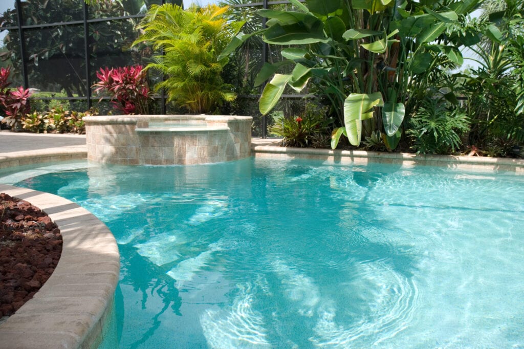 Pool with waterfall